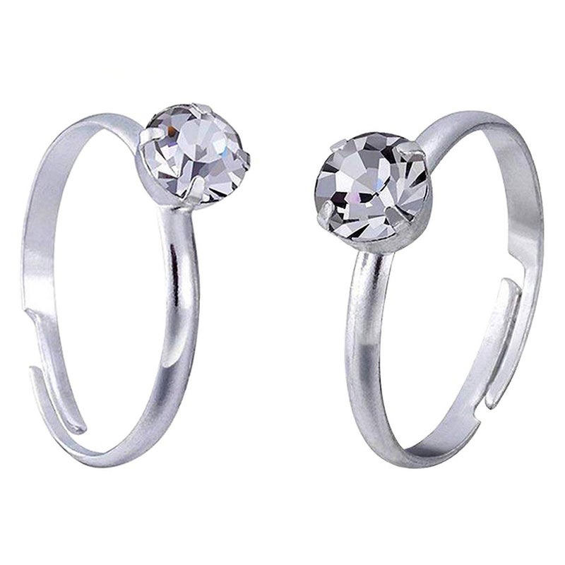 Topoox 60 Pack Silver Diamond Rings for Bridal Shower Games Engagement Party Favor Table Decorations - Image 1